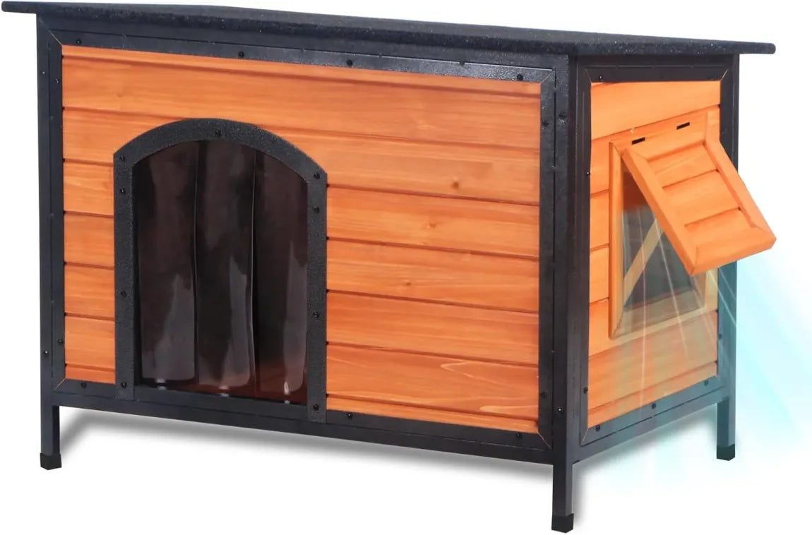 43.3-inch L-shaped outdoor dog house with insulation feature, a dog shelter made of fully sealed foam material on all six sides, suitable for small, medium-sized and large dogs