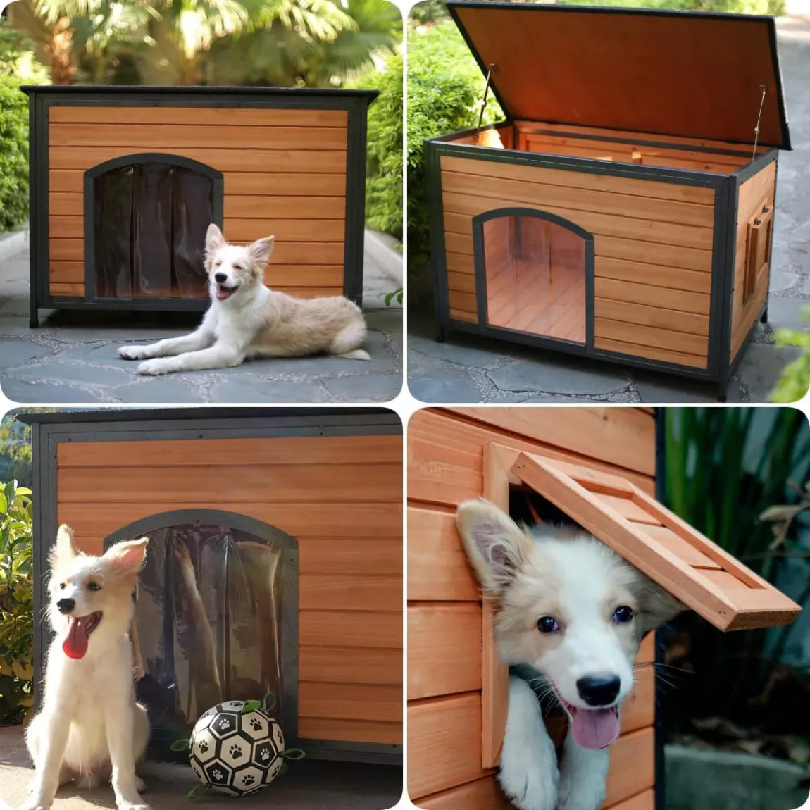 43.3-inch L-shaped outdoor dog house with insulation feature, a dog shelter made of fully sealed foam material on all six sides, suitable for small, medium-sized and large dogs