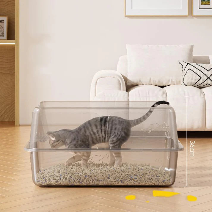 Non-Stick Stainless Steel Litter Box, Side Opening Splash-Proof & Leak-Proof Large Metal Cat Litter Box with Lid & Scoop, Easy-Clean & Durable, 8" Deep Gray